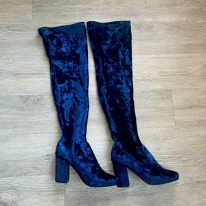 Carlos Santana blue velvet boots